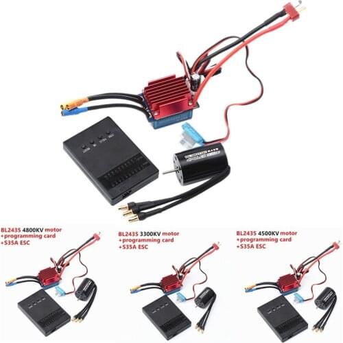 RC 2435 4P Sensorless Brushless Motor 35A Brushless ESC and Programming Card for 1/16 1/18 RC Car Off Road Truck
