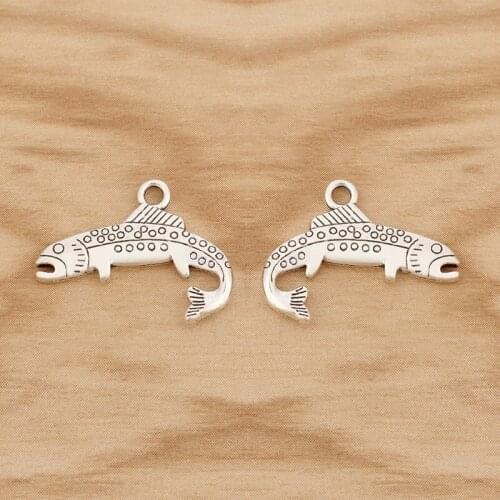 20 Pieces Tibetan Silver Fish Charms Pendants Beads 2 Sided for Necklace Bracelet Jewellery Making Accessories