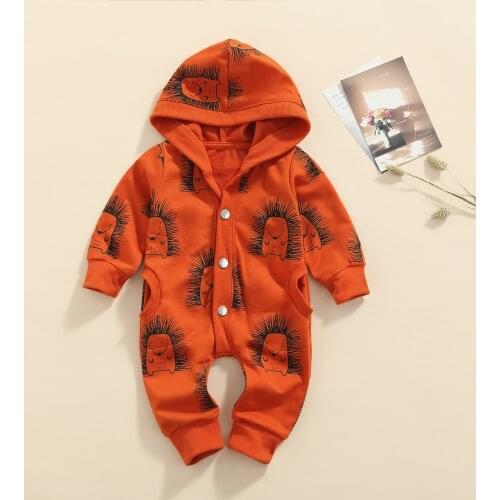Ma&Baby 0-18M Newborn Infant Baby Boys Jumpsuit Cartoon Lion Print Long Sleeve Hooded Romper Autumn Clothing DD40