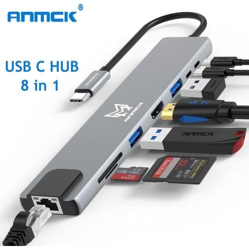 USB C Hub For Laptops Adapter PC Accessories 8 Ports Docking Station RJ45 HDMI PD TF SD For Macbook Air m1 Usb C Splitter