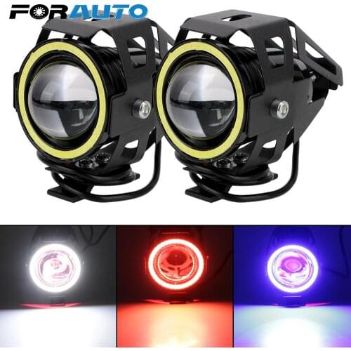 Motorcycle Headlights Spotlights 125W Motorbike LED Auxiliary Lamp LED Motorcycle Angel Eyes U7 Headlamp 2Pcs/set Universal