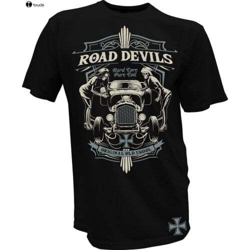 100% Cotton for Man Shirts T-Shirt Hot Rod Tattoo Hot Rod Totenkopf Rockabilly Skull Rocker Yakuzza Garage Print Tee Shirts