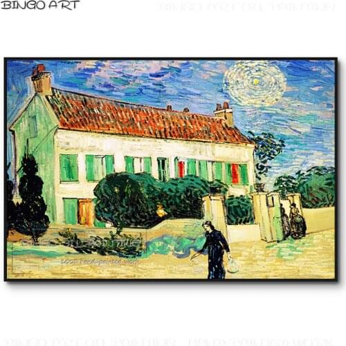 Reproduce The White House at Night Oil Painting Hand-painted High Quality Van Gogh White House Oil Painting for Wall Decoration