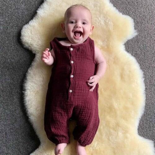 Summer Baby Clothes Newborn Boys And Girls Romper Brethable Sleeveless Bodysuit Infant Solid Linen Casual Jumpsuit