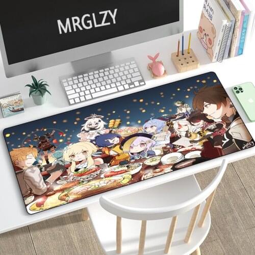 MRGLZY Genshin Impact Multi-size XXL Mouse Pad Gamer Anime Girl Large DeskMat Computer Gaming Peripheral Accessories MousePad