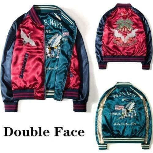 Autumn Spring Embroidery Baseball Jacket Men Women Korean Vintage Double Face Bomber Jackets Male Female Short Coat Windbreaker