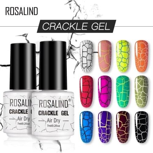 ROSALIND Crackle Gel Nail Polish Hybrid Lacquer Base Primer of Nail Gel Set For Manicure UV Led Semi Permanent Base Top Coat