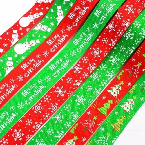 16812X61 , 25MM Christmas Series Printed grosgrain ribbon, DIY handmadeHair accessories Material wedding gift wrap
