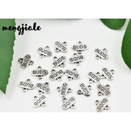 MENGJIALE 25pcs/lot Antique Silver Plated Best Friends Charms Connector for Jewelry Making Earrings DIY Accessories 12*12mm