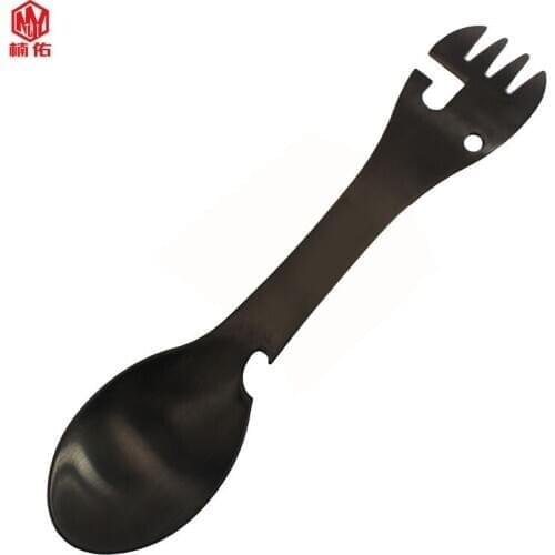 Stainless Steel Multi-function Fork Spoon Portable Tableware Switch Bottle Opener Outdoor Picnic Tableware