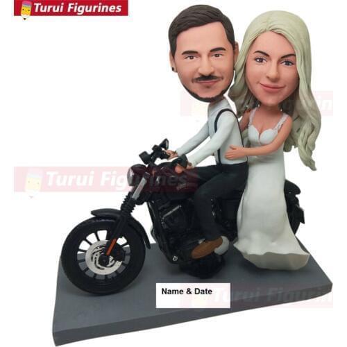 Motorbike Personalize Wedding Cake Topper Custom Bobblehead Cake Topper Wedding Gift birthday gifts head sculpt collectible doll