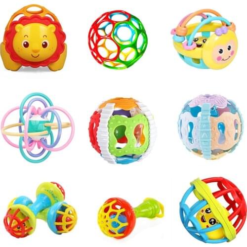 Soft Rubber Ball Baby Rattles Mobile Funny Baby Toys 0 12 Months Gums Teether Infant Toy Intelligence Grasping Toys For Newborns