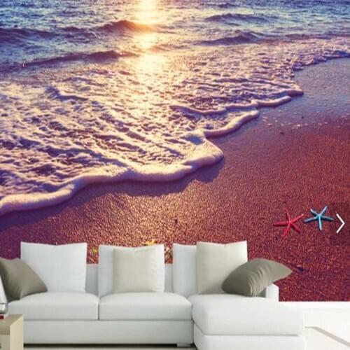 3D Beach Mural Wallpapers for Sitting Room Living Room Wall Art Decor 3d Custom Any Size Natural Landscape Photo Wall Paper