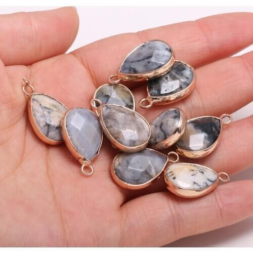 Natural Stone Faceted Crazy Agates Pendants Water drop shape Charms for Jewelry Making Diy earring necklace accessories