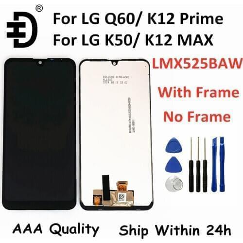 Original LCD For LG Q60 K12 Prime LCD Display Touch Screen Digitizer Assembly For LG K50 K12 MAX LCD Display Screen With Frame