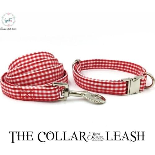 Dog Collar Lead Set with Bow Tie Personal Custom Adjustable Pet Puppy Cotton Cat Dog Pet Collar Traction Rope Red Striped