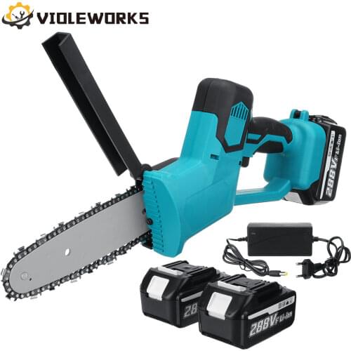 8 Inch 288V Rechargeable Electric Saw Chainsaw 1500W Brushless Motor with 2 Batteries Woodworking Cutter Tool For Makita Battery