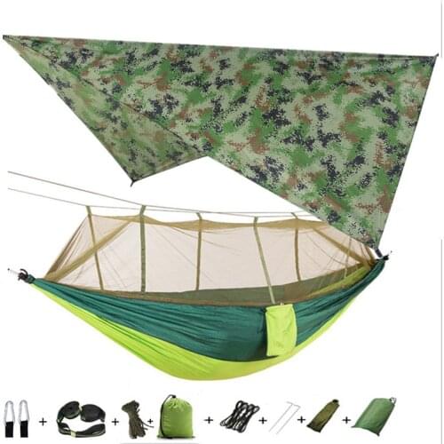 Portable Camping Hammock with Mosquito Net, Rain Fly and Tree Straps for Indoor, Outdoor, Backpacking, Travel, Beach, Hiking 118