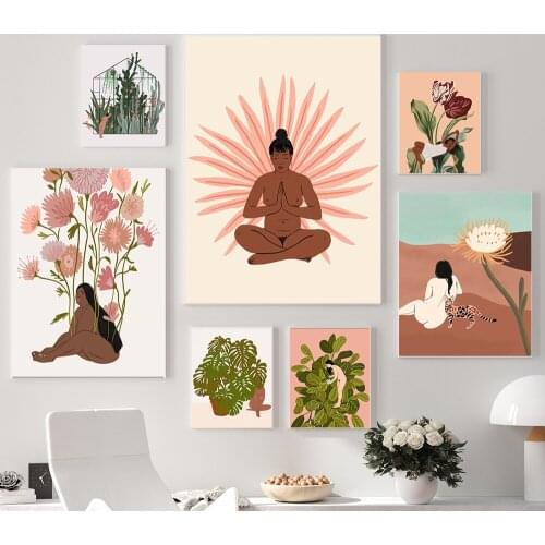 Plant Prints and Feminist Women Wall Art Canvas Painting Nordic Posters and Prints Wall Pictures for Living Home Decoration
