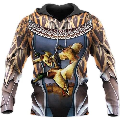 Duck hunting 3D art zipper shirt casual shirt fashion street hip hop Hoodie all over the printed shirt