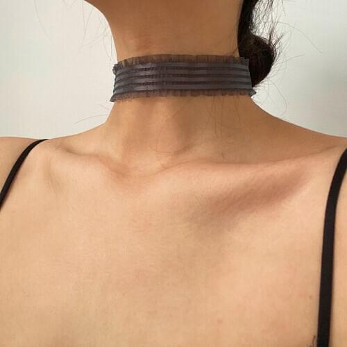 Vogallery Sexy Gray Lace Choker Necklace Women Fashion Short Necklace Party Club Chokers Gothic Jewelry Summer Accessories