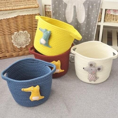 Thick Cotton Rope Storage Baskets Hand-woven Laundry Baskets Practical Sundries Cosmetic Home Office Desktop Organizer