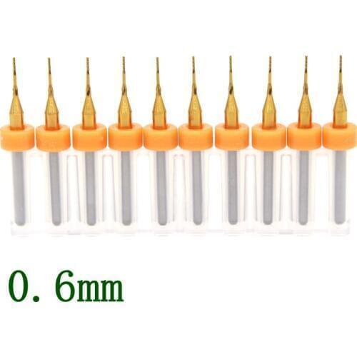0.6mm 10pcs Titanium Tungsten Carbide CNC PCB Laser Cutting Machine Milling Cutter Router Bit CNC Tool Carpentry tools