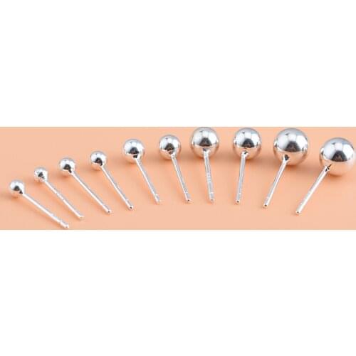 1pair S925 sterling silver ear stick ball earrings ear pin stick ear bone nail Korean simple wild earrings