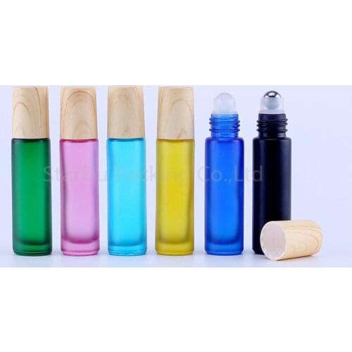 10ml Matt Black Roll On Perfume bottle, 10cc Blue Frosted Essential Oil Rollon bottle, Small Glass Roller Container 120pcs/lot