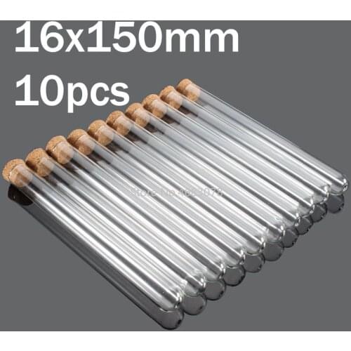 100pcs 16x150mm Plastic Test Tubes With Cork stopper Clear Like Glass, Laboratory School Educational Supplies