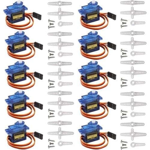 10Pcs SG90 Geared Mini Servo Motor 9G for Remote Control Helicopters, Mini Robot, Robot Arm and Boats