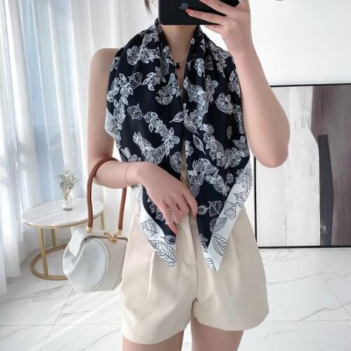 2021 spring new female scarf high quality shawl silk fashion scarf head scarf beach sun protection Baotou scarf 90cm * 90c