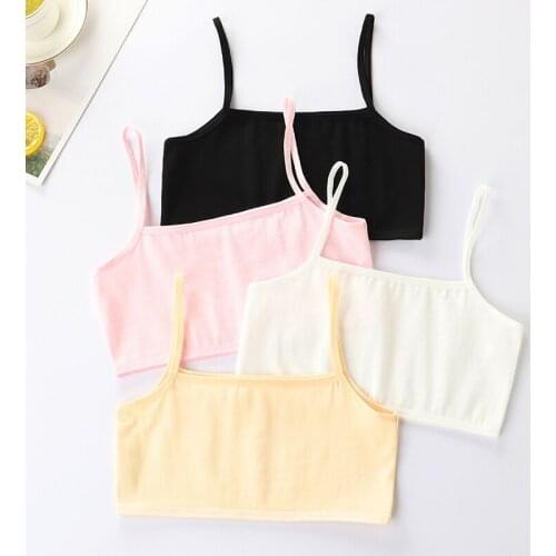 Girls Bra Underwear Lingerie Kids Teens Teenage Young Adolescente 8-12Years student Cotton Double deck Solid Color