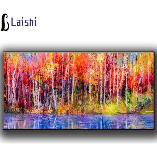 Abstract color woods large size diy 5d diamond painting full square round drill mosaic diamond embroidery kits wall decoration