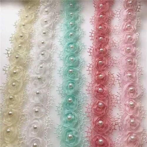 Organza White Lace Nails Pearl Lace Flowers DIY Handmade Decoration Accessories