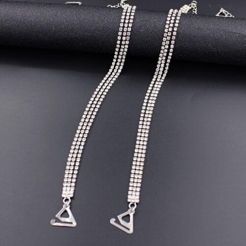 Crystal metal bra straps invisible shoulder chains two row 3 row