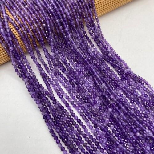 Natural Stone Beads Semi-precious stone Round Amethyst Faceted Loose Beaded For jewelry making DIY Necklace Bracelet Accessories