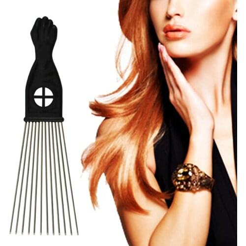 Salon Use Black Metal African American Pick Hair Combs Afro Hair Comb For Hairdressing Styling Tool