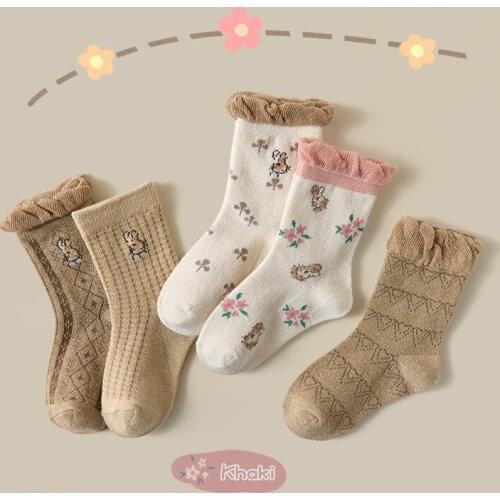 Hosiery for childrens autumn/winter Baby Socks Lace Cylinder Children Floral Bunny Girls Socks Princess chaussettes fill