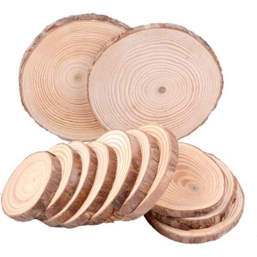 Natural Wood Slices Round Circle Tree Bark Log 2-16cm Wooden Circles for DIY Crafts Wedding Decorations Christmas Ornaments