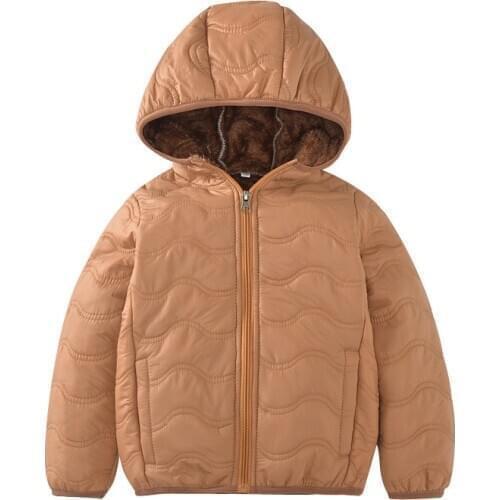 New Girls Jackets Children Small And Medium Children Light And Fleece Hooded Cotton Jacket Boys Embroidered Short Padded Jacket