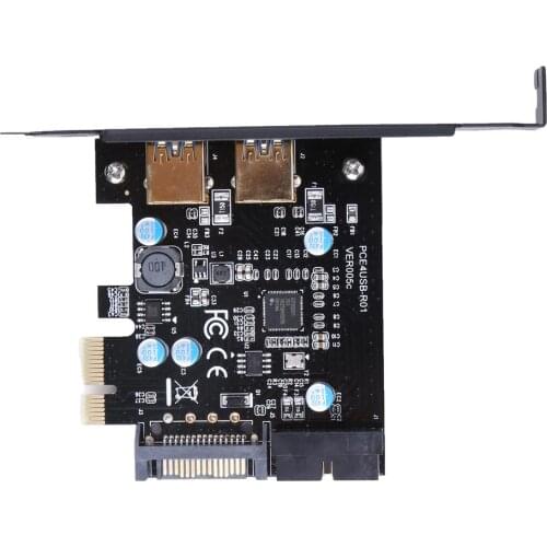 PCI-E to USB 3.0 2 Port PCI Express Expansion Card 19-Pin Laptop Docking Station Power Adapter for Bitcoin Miner Mining