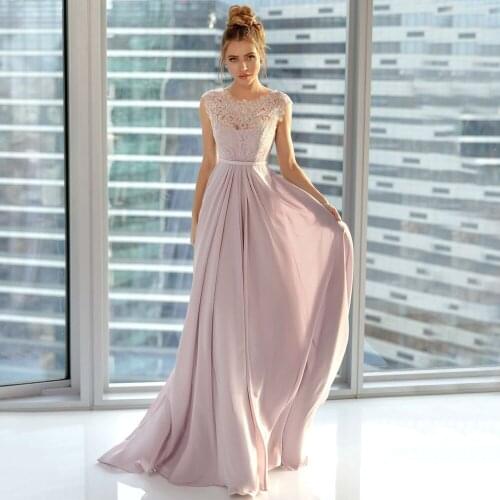 Elegant A-Line Chiffon Evening Dress 2021 Fashion Cap Sleeve Lace Appliques Lace Up Back Sweep Train Special Occasion Gowns