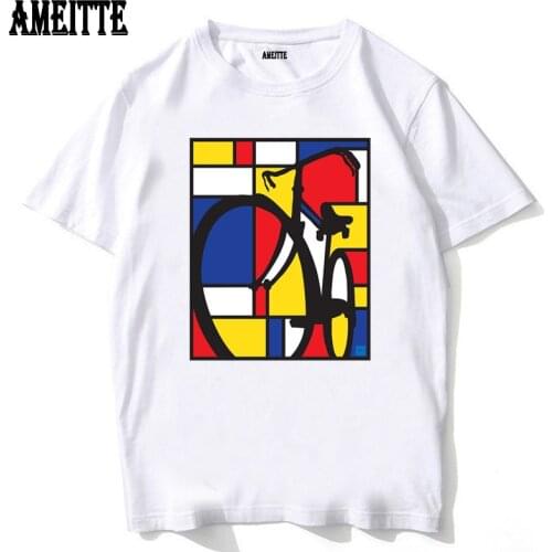 New Summer Men Short Sleeve Bicycle Art New Aesthetic T-Shirt Anatomy Of A Road Bike Print White Casual Tops Hip Hop Boy Tees