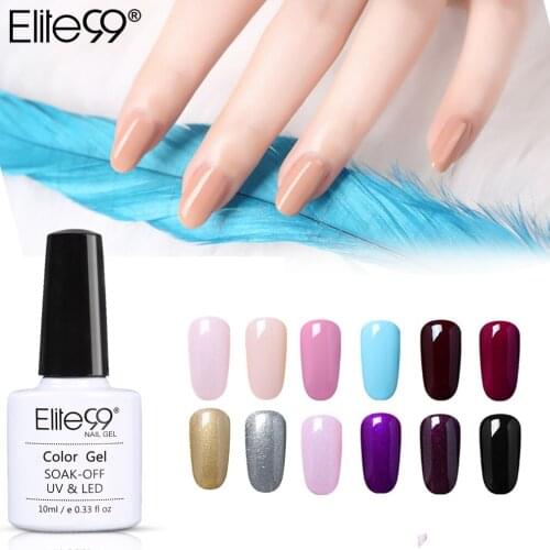 Elite99 10ml Nail Art Pure Color UV Gel Nail Polish Soak Off Top Base Coat UV Lamp For Nails Manicure Long Lasting Gel Varnishes