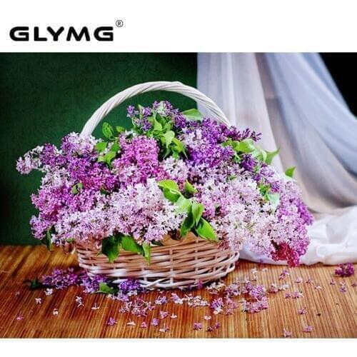 GLymg Diamond Embroidery 5D Diy Diamond Painting Cross Stitch Flower baskets Sky stars Flower series Restaurant Decor Picture