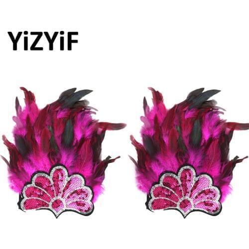 Gothic Punk Epaulet Feather Arm Shoulder Harness Straps Handmade Feather Shiny Sequins Flower Epaulet Shrug Cape Shoulder Strap