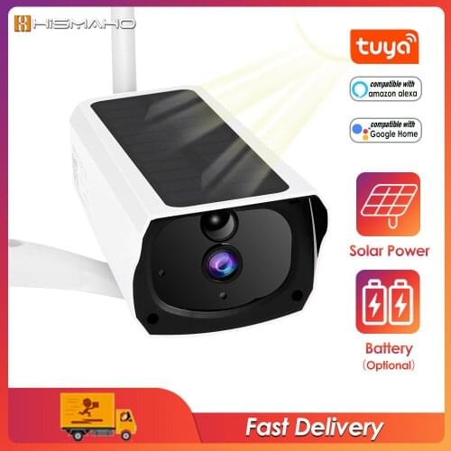 HISMAHO Outdoor Solar WiFi Camera Tuya SmartLife Google Home Alexa IP Camera Solar Panel Rechargeable Battery Surveillance Cam
