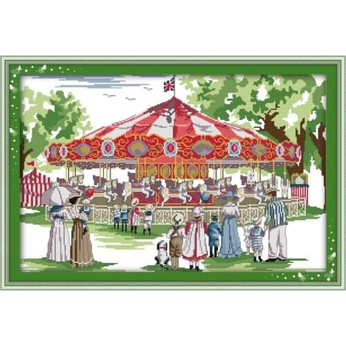 Joy Sunday Swing Cross Stitch Kits Embroidery Needlework Sets 11CT 14CT Cross Stitch DIY Needlework Kits Home Decoration Sets