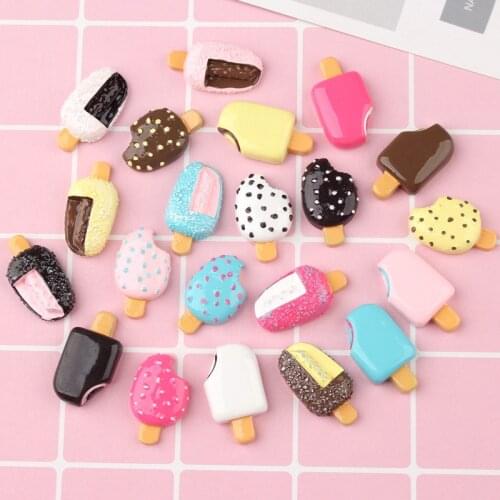 Mini order 10pcs Kawaii Resin Cabochon Cute Ice Cream Cameo Fit Girl Hair Jewelry Clay Beads Ornament Pendant Charms DIY